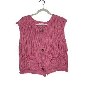 Vestique Oversized Pink Knit Sweater Vest